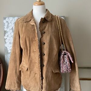 Brown Suede Women's Jacket j.jill ruffle